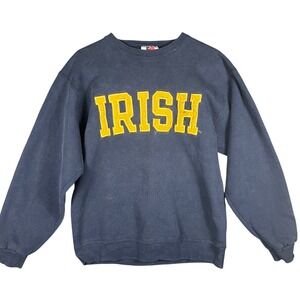 Team Edition Sweatshirt Mens Medium Blue Irish Notre Dame Vintage Made in USA